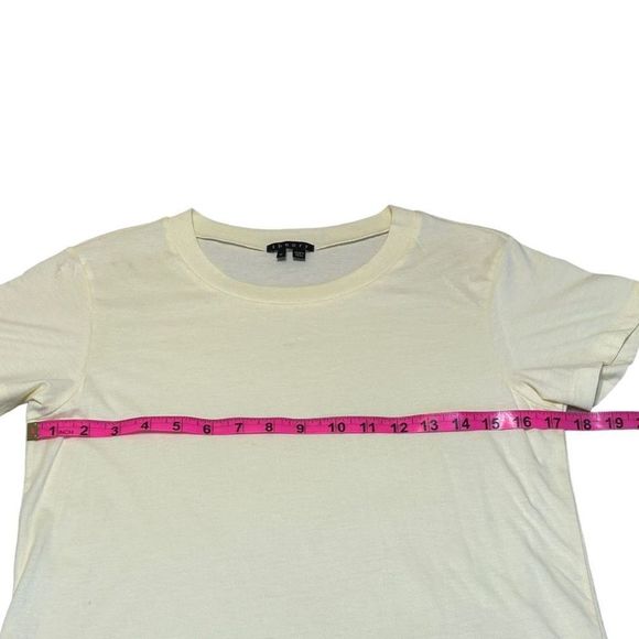 Theory Women's Cream Cotton Top And Linen Blend Pants Set Size Medium 6 - Picture 15 of 16